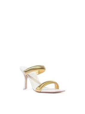 BLACK suede Studio BNWT "Lisa" dual band heels gold white sz 36 NEW leather